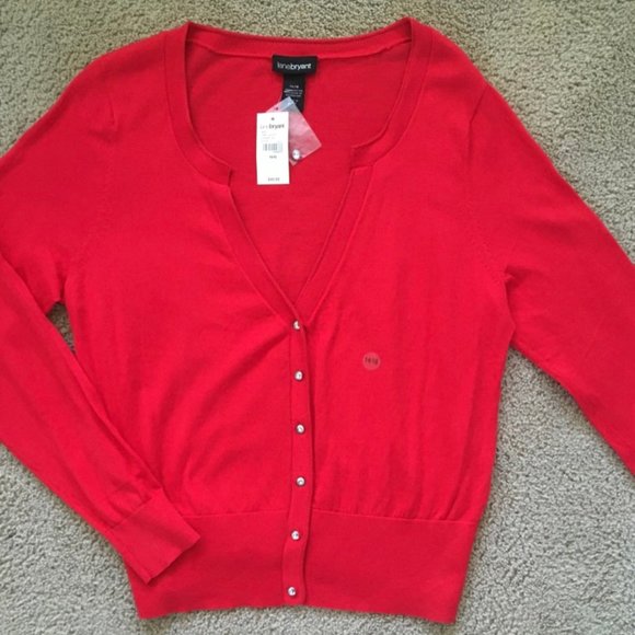 Lane Bryant Holiday Red Cardigan Sweater 14/16 NEW - Picture 4 of 6